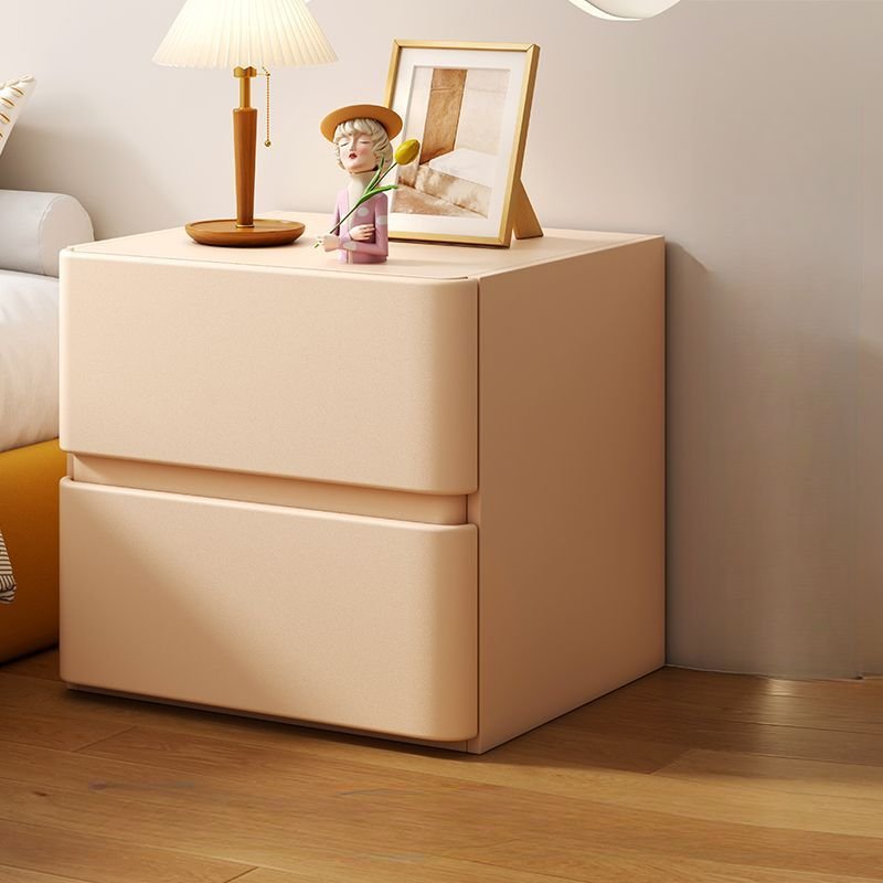 2 Drawers Art MDF Top Nightstand With Drawer Organization, Milk Tea Color, 18"L x 16"W x 18"H