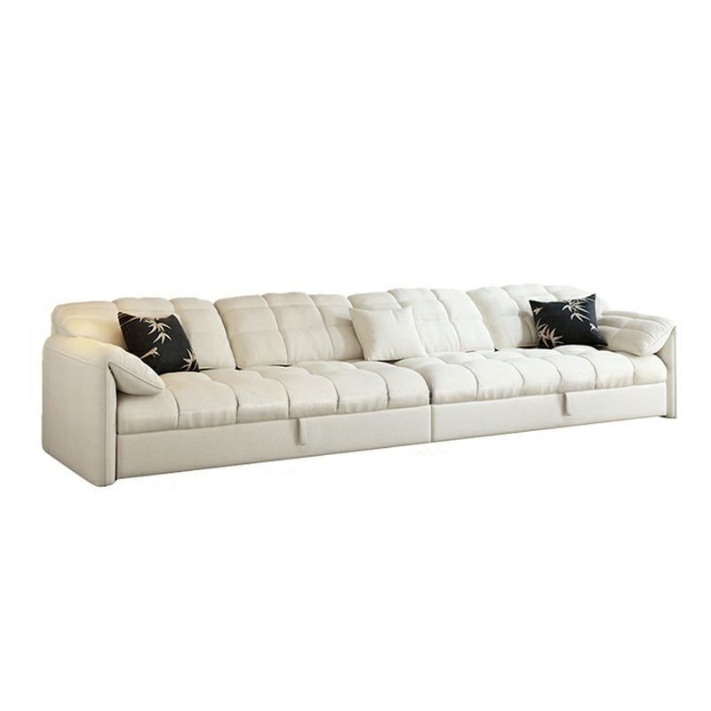 Expandable Straight Horizontal Tufted Sofa with Concealed Support & Hidden Storage, Frosted Velvet, 117"L x 32"W x 33"H