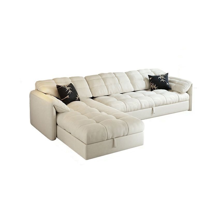 Expandable L-Shape Left Hand Facing Tufted Sofa Recliner with Concealed Support & Hidden Storage, Frosted Velvet, 97"L x 61"W x 33"H