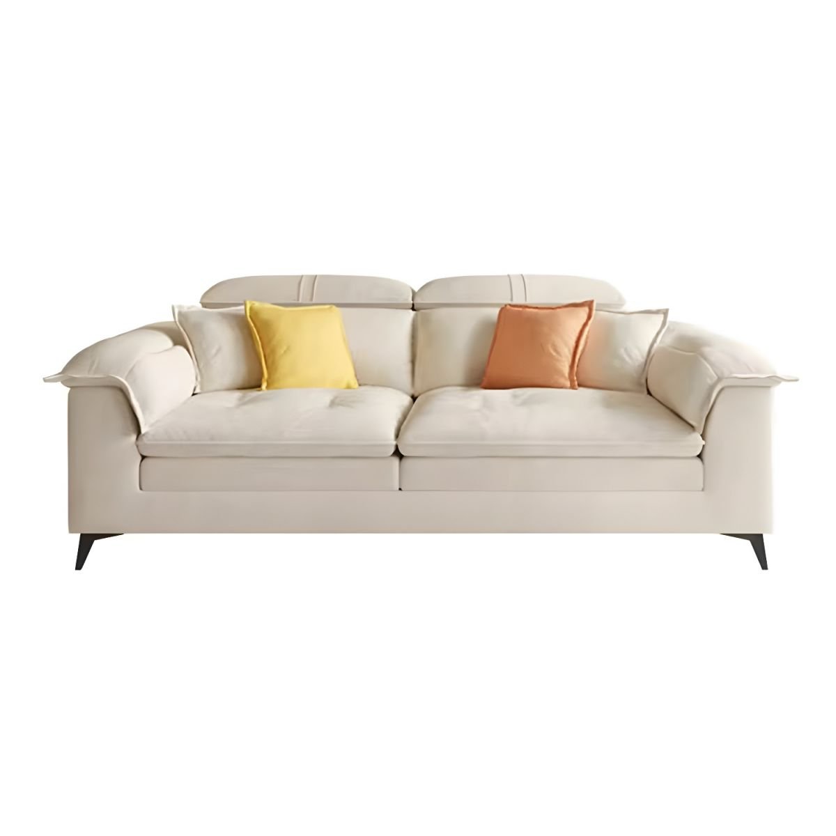 Faux Leather Modern Sectional Sofa in White with Pillow Top Arm - Tech Cloth 83"L x 39"W x 29"H