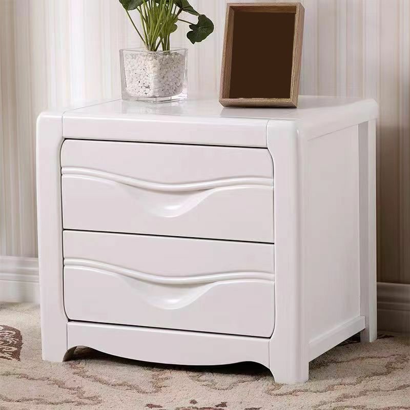 Victorian White Real Wood Top Nightstand With Drawer Organization, 22"L x 16"W x 20"H