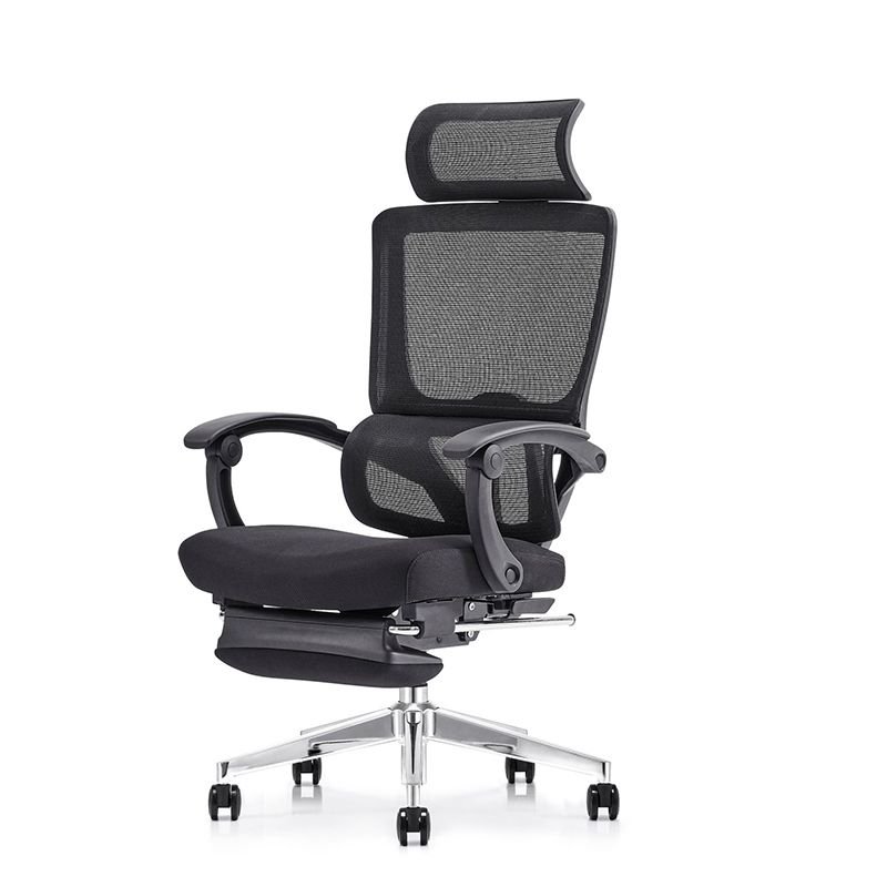 Minimalist Locking Back Angle Adjustment Swivel Lifting Ergonomic Black Upholstered Executive Chair with Rollers, Back and Arms, Black, Steel