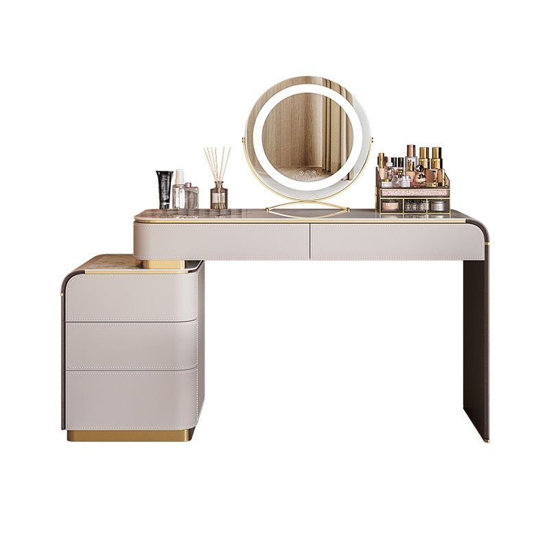 No Floating 2-in-1 Scalable Floor Vanity with Push-Pull Drawers Bedroom, Dividers Included, Makeup Vanity (31") & Dresser(18"), Left