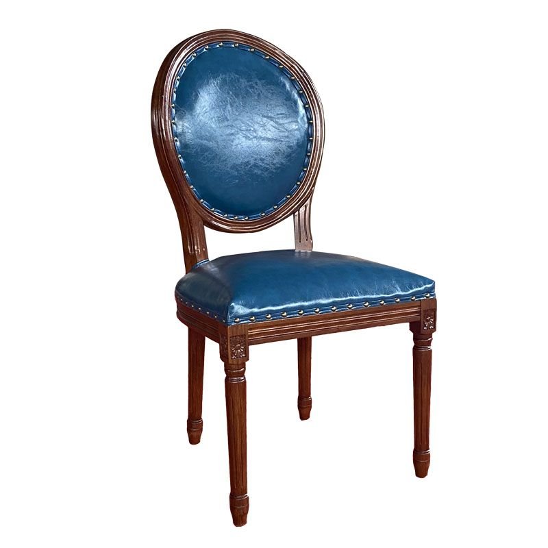 Balanced King Louis Back Side Chair with Nailhead Border for Restaurant, Royal Blue