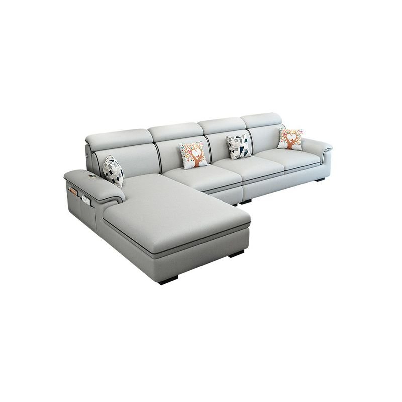 Wooden Modern 9 Feet L-Shape Sectionals No Distressing Seats 4 Storage Included Sofa Chaise - Tech Cloth Light Gray Left