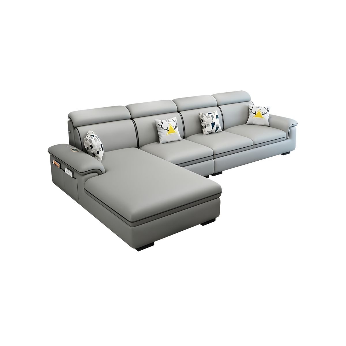 Wooden Modern 9 Feet L-Shape Sectionals No Distressing Seats 4 Storage Included Sofa Chaise - Left Tech Cloth Light Gray
