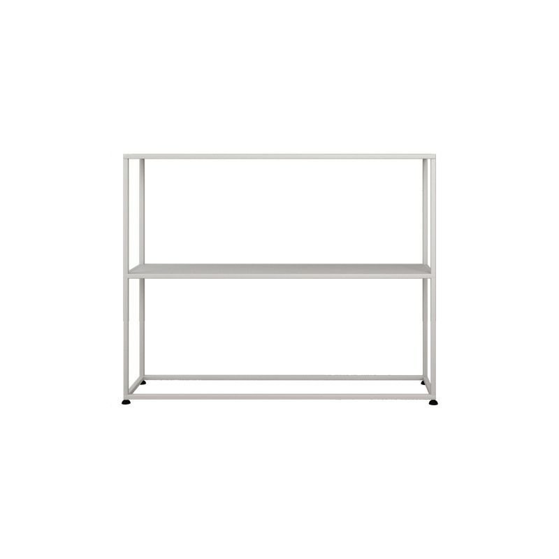 1 Piece Set Alloy Office Entryway Table with Storage Shelf, White, 31.5"L x 9.8"W x 31.5"H