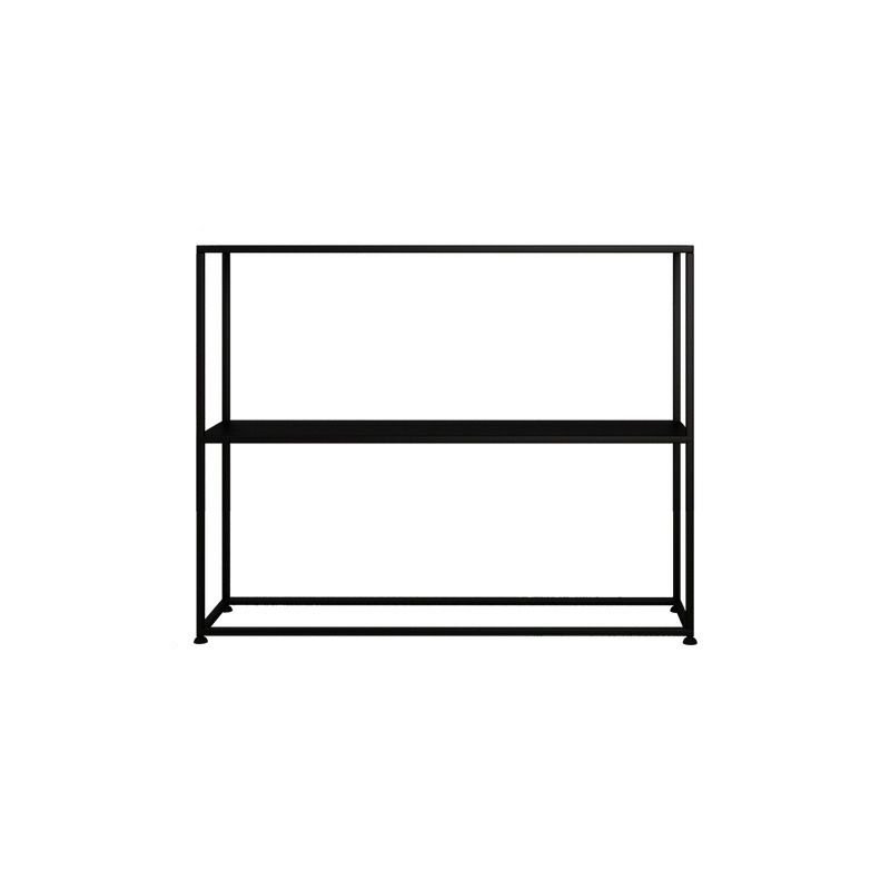1 Piece Set Alloy Office Console Table with Storage Shelf, Black, 31.5"L x 9.8"W x 31.5"H