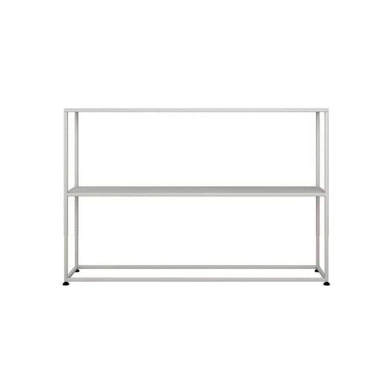 1 Piece Set Alloy Office Entry Table with Storage Shelf, White, 47"L x 10"W x 31.5"H