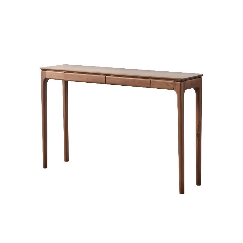 1 Piece Self-supporting Walnut Console Stands with 2 Drawers, 59"L x 13"W x 35"H