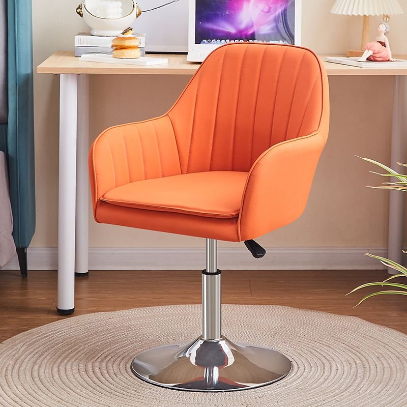 Ergonomic Rotatable Upholstered Task Chair in Citrus Color with Back, Orange, Casters Not Included