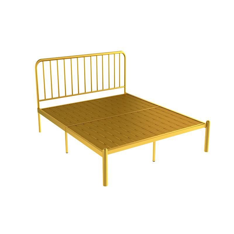 Brass Lavish Storage Panel Bed Solid Color with Metal Frame and Rectangular Headboard for Bedroom, No, 53"W x 79"L