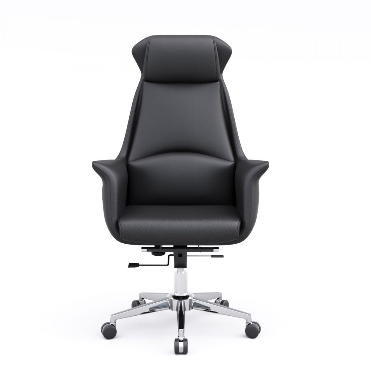 Ergonomic Ink Rawhide Office Furniture with Tilt Available, Headrest, Swivel Wheels, and Armrest, Black, Genuine Leather