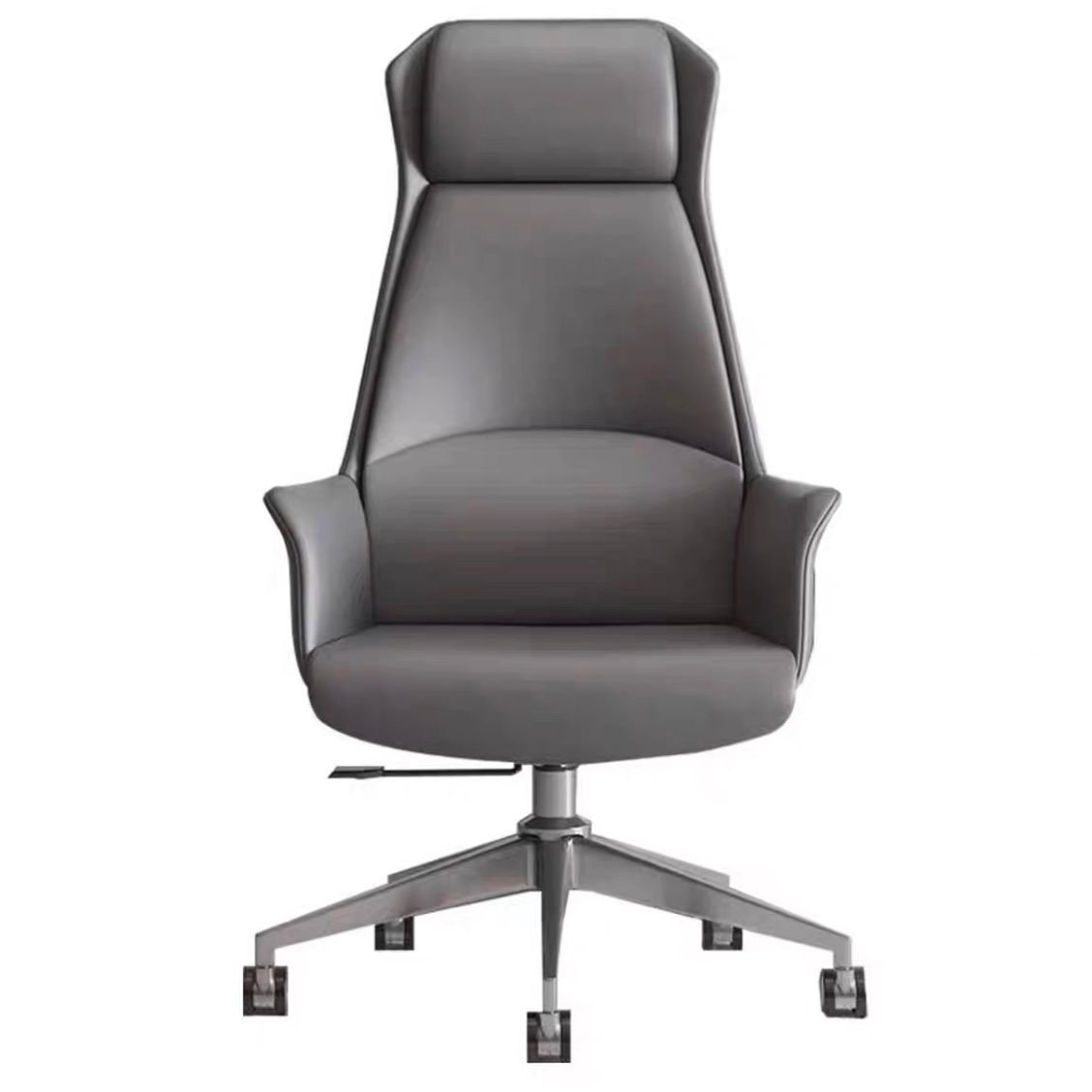 Ergonomic Dove Grey Rawhide Office Furniture with Tilt Available, Headrest, Swivel Wheels, and Armrest, Light Gray, Microfiber Leather