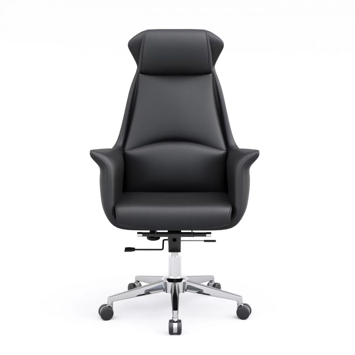 Ergonomic Ink Rawhide Office Furniture with Tilt Available, Headrest, Swivel Wheels, and Armrest, Black, Microfiber Leather