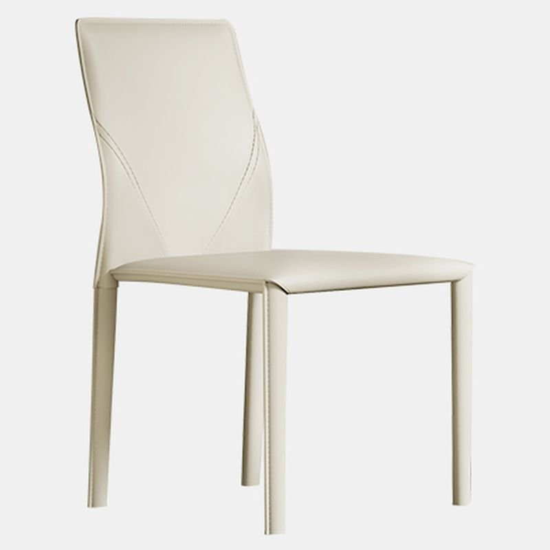 Dining Room Balanced Bordered Armless Chair with Ivory Legs and Cantilever Design, Off-White