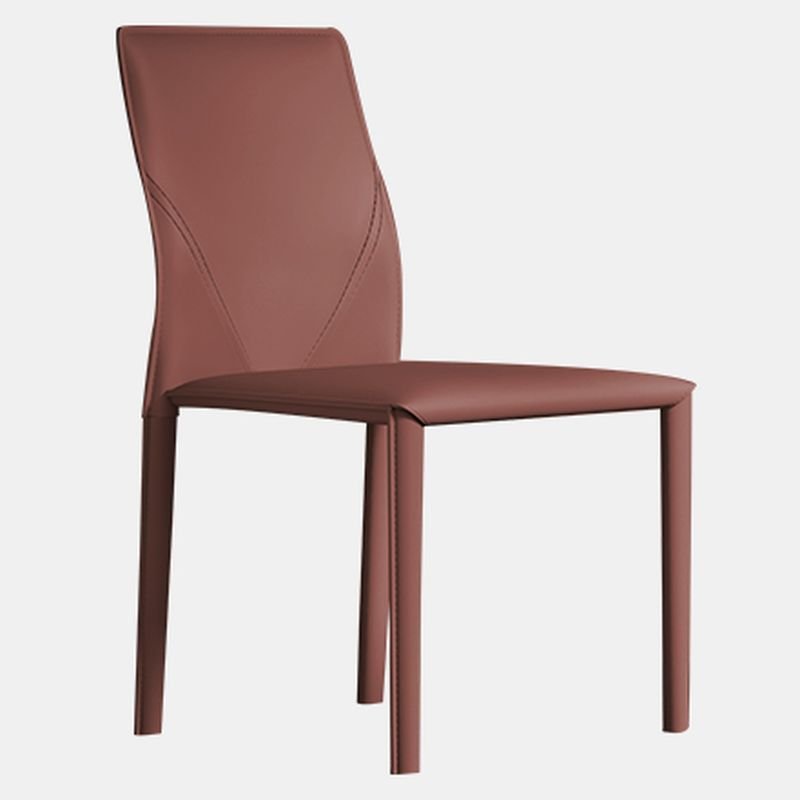 Dining Room Balanced Bordered Armless Chair with Maroon Legs and Cantilever Design, Red