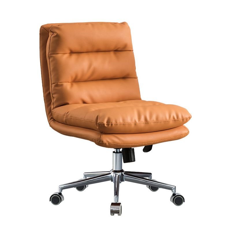 Art Deco Ergonomic Swivel Lifting Orange PU Office Chairs with Wheels, Orange