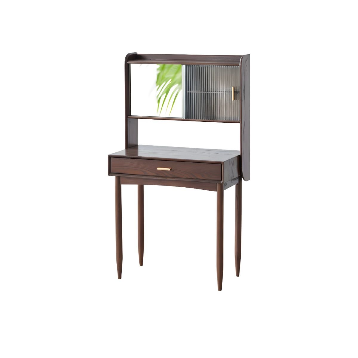 Modern Small Dressing Table Cocoa Timber with Adjustable Mirror, Makeup Vanity & Mirror