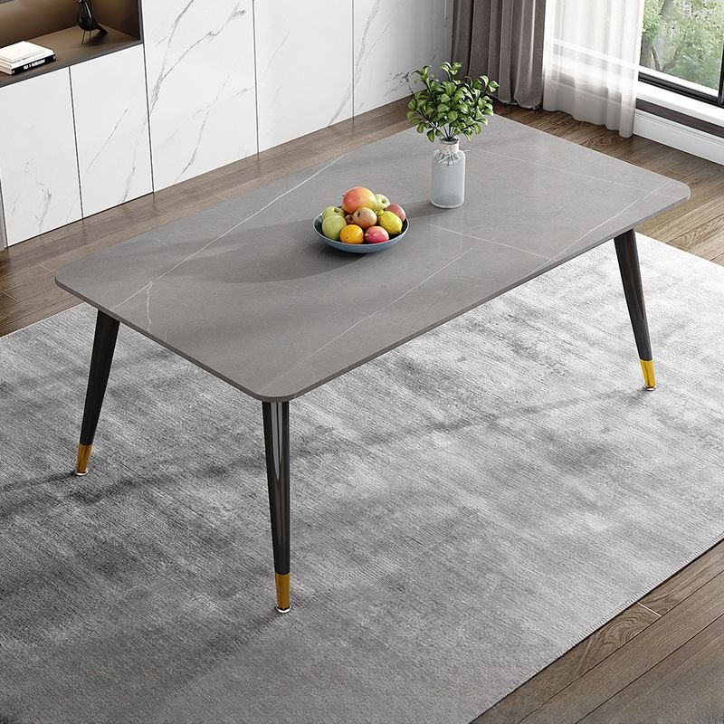 Simple Gray Slate Dining Table Set with 4-Leg and a Rectangular Fixed Table Top, Table, 1 Piece, Not Available