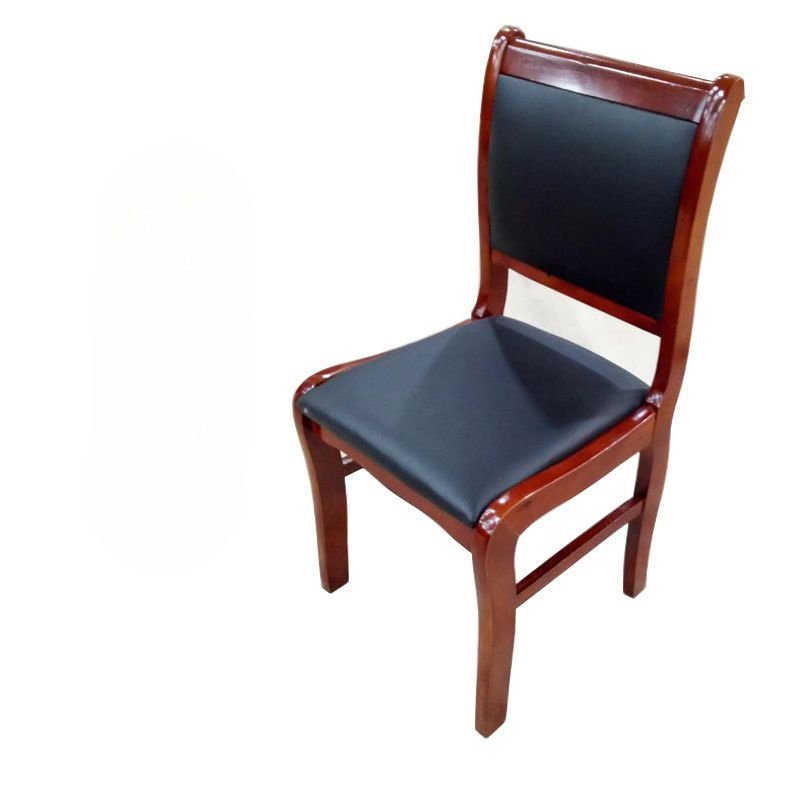 Art Deco Ergonomic Leather Black Bankers Chair with Back, Brown/ Black, Birch, 18"L x 18"W x 35"H
