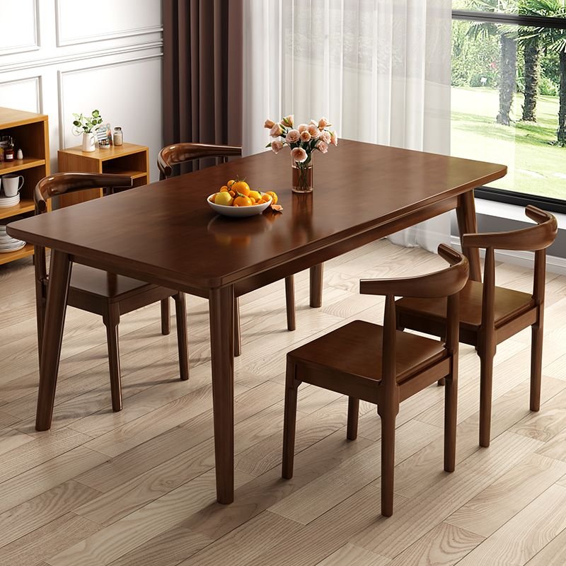 Auburn Rectangle Dining Table Set with a Natural Wood Fixed Top and Chairs with Back for Seats 4, 5 Piece Set, 55.1"L x 31.5"W x 29.5"H, 29.5"H x 18.5"W x 17.3"D, Table & Chair(s)