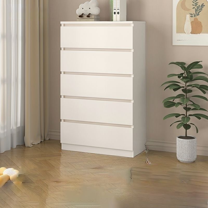 Casual White Vertical Lingerie Chest Timber with 5 Drawers for Sleeping Quarters, 24"L x 16"W x 47"H