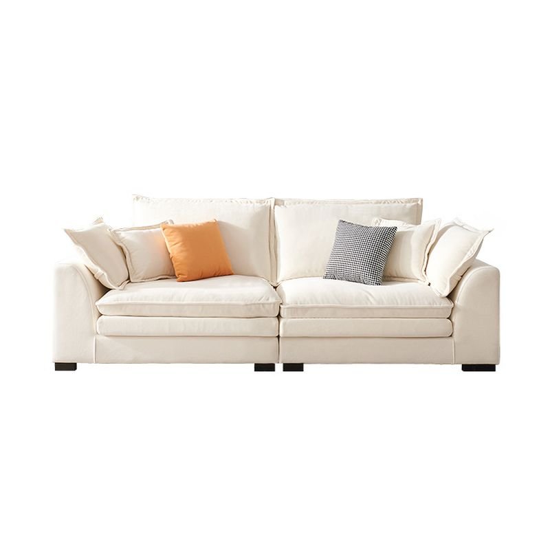 Victorian for 2 Horizontal Straight Sofa Couch in Cream with Concealed Support, 71"L x 39.5"W x 33.5"H, Flannel
