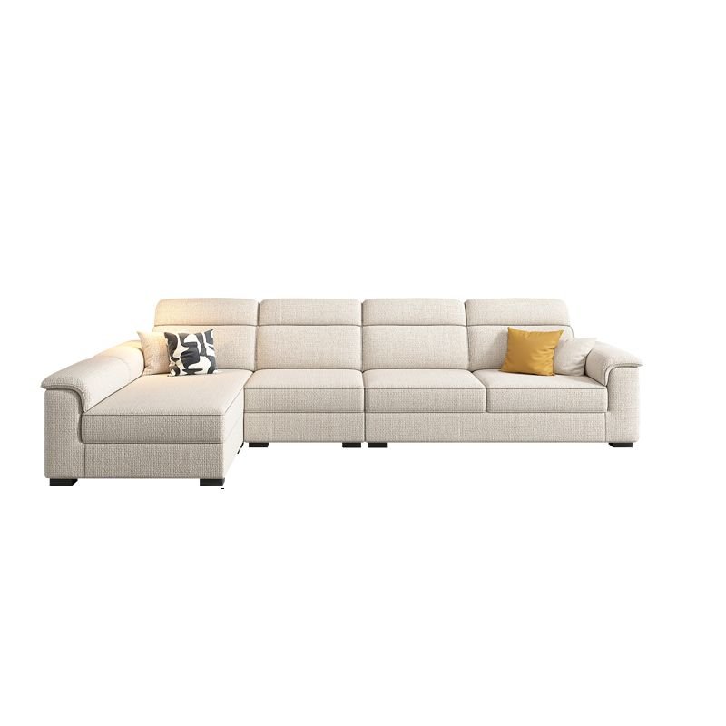 L-Shape Left Sofa Chaise with Concealed Support and Pine Wood Frame, 130"L x 65"W x 35"H, Cotton and Linen