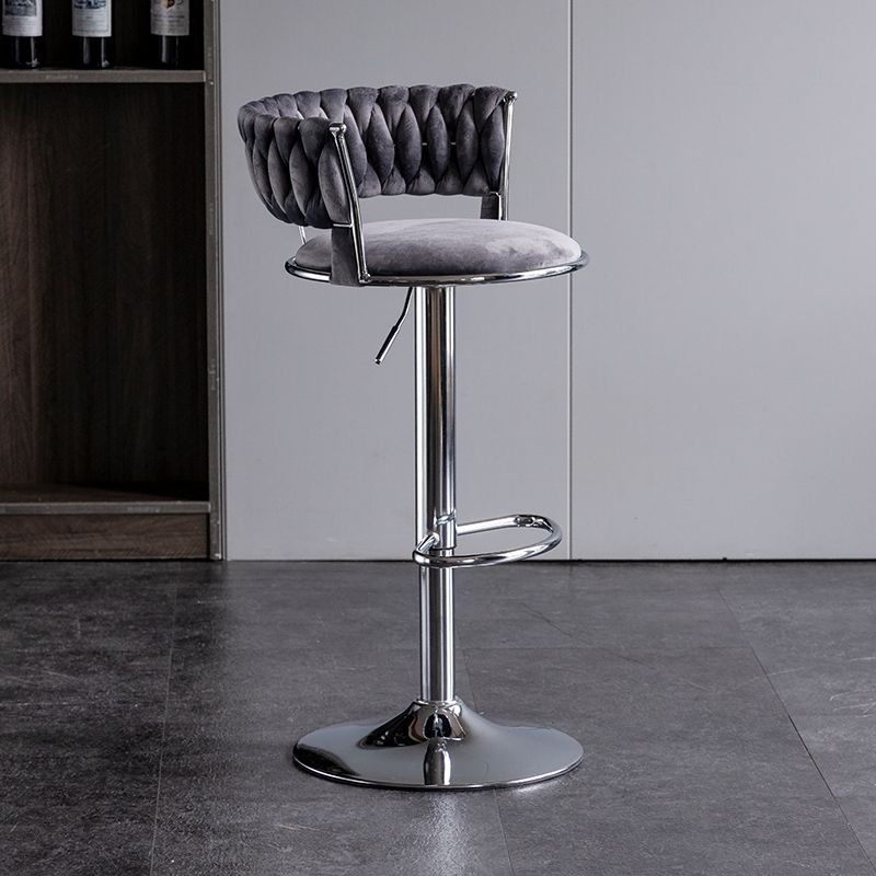 Round Air-powered T-frame Stool Bistro Bar Stools, Grey, Silver