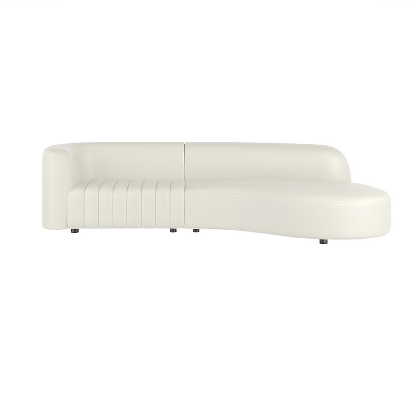 Seats 5 Curved Right Hand Facing Corner Sectional in Cream with Concealed Support for Living Room, 110.2"L x 41.3"W x 27.6"H, Tech Cloth