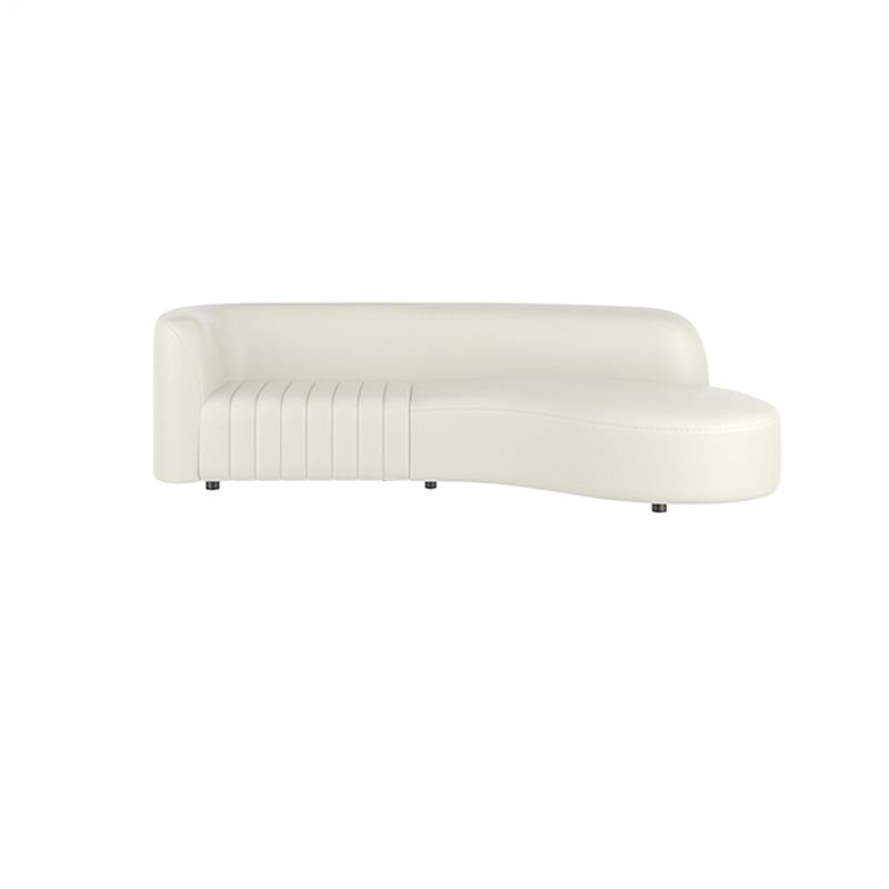 Seats 2 Curved Right Corner Sectional in Cream with Concealed Support for Living Space, 66.9"L x 41.3"W x 27.6"H, Tech Cloth
