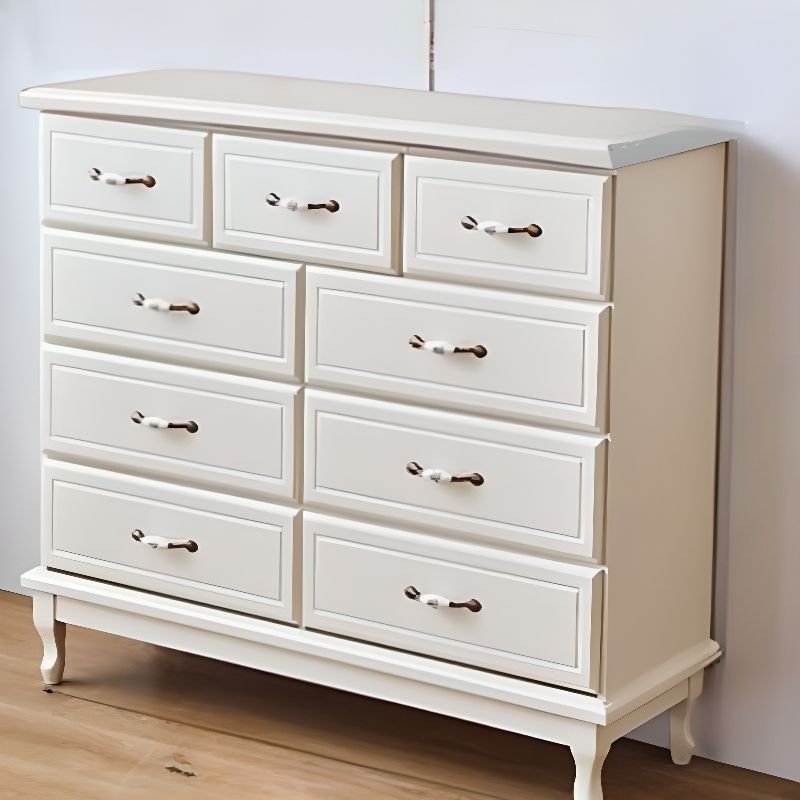 4 Tiers Classicist Chalk Lumber Horizontal Double Dresser with 9 Drawers, 47.2"L x 15.7"W x 39.4"H