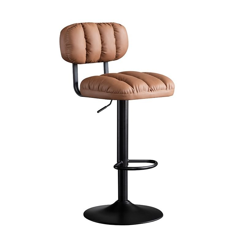 Air-driven Button-tufted Sepia Bar Stools for the Bar with Airy Back Spin Stools, Brown, Black