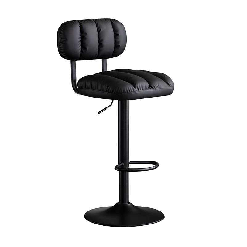Air-driven Button-tufted Uncovered Back Bar Stools for the Bar with Foot Platform Turn Stools, Black