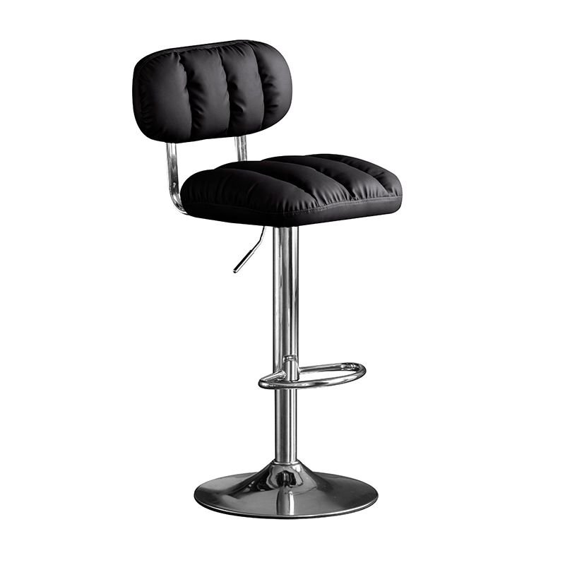 Aerodynamic Decorative-stitched Exposed Back Pub Stool for the Pub with Foot Platform Spin Stools, Black, Silver