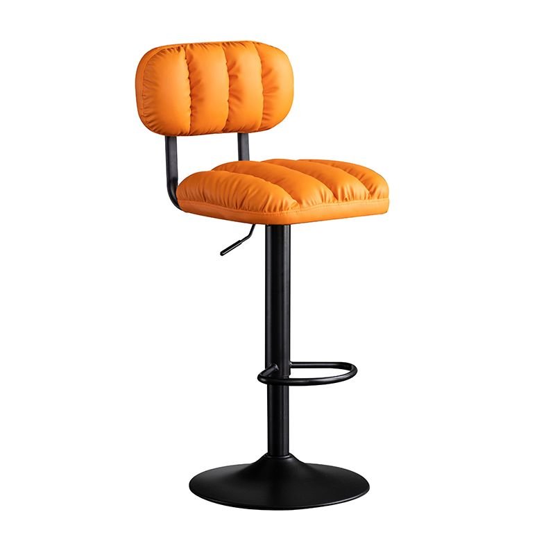 Air-operated Stitch-tufted Airy Back Bistro Stool for the Bistro with Foot Platform Revolving Stools, Orange, Black