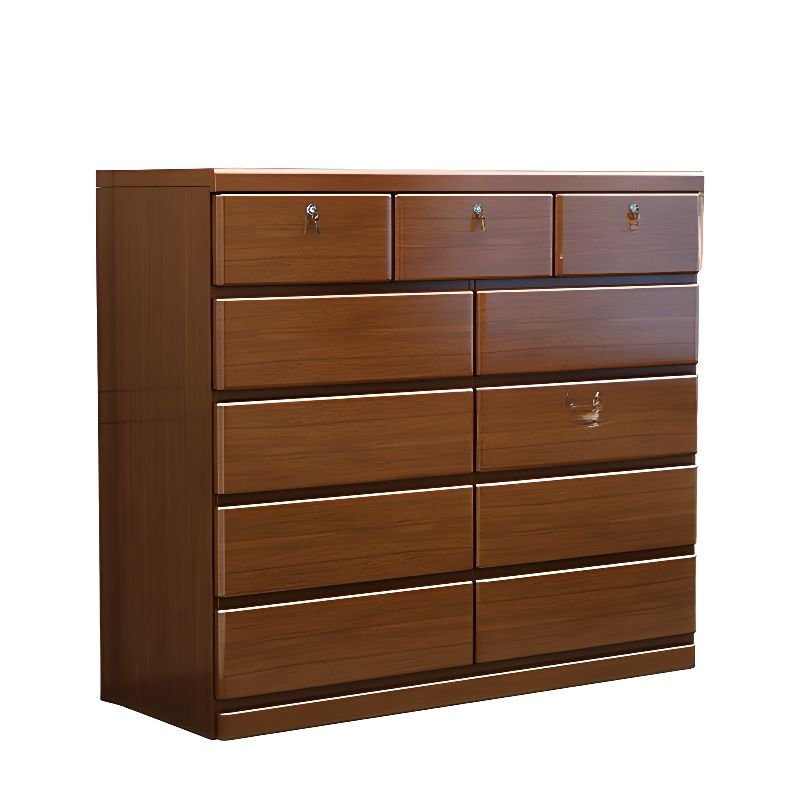 11 Drawers Natural Wood Console Dresser with Lacquer Finish in Minimalist Style, 48"L x 16"W x 40"H