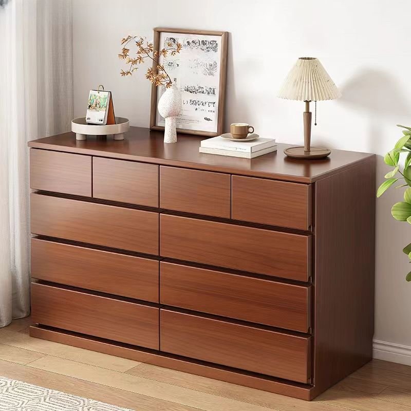 10 Drawers Casual Double Dresser for Sleeping Room, Light Coffee, 55"L x 16"W x 33"H