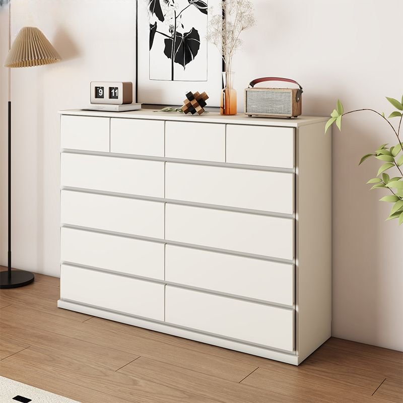 12 Drawers Trendy Double Dresser for Sleeping Room, White, 63"L x 15.7"W x 41.3"H