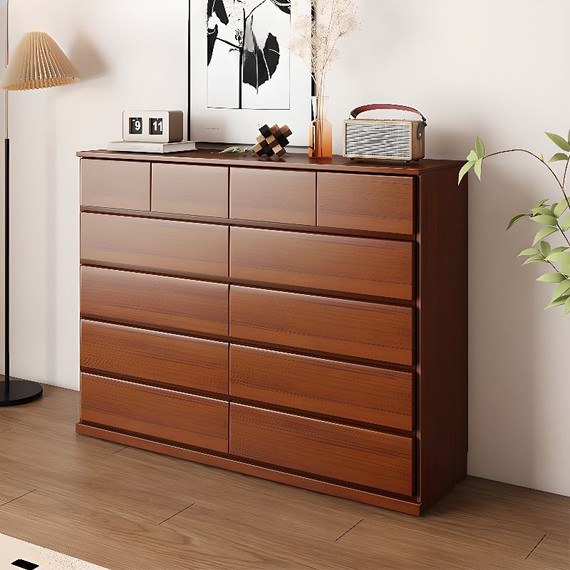 12 Drawers Casual Double Dresser for Sleeping Room, Light Coffee, 63"L x 15.7"W x 41.3"H