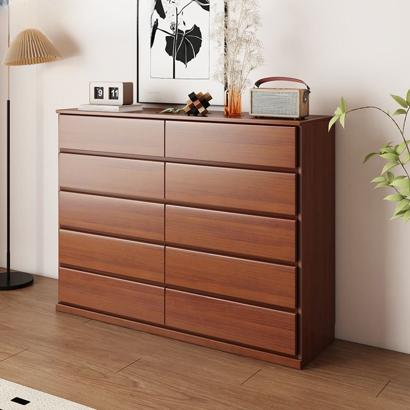 10 Drawers Simplistic Double Dresser for Sleeping Room, Light Coffee, 47.2"L x 15.7"W x 41.3"H