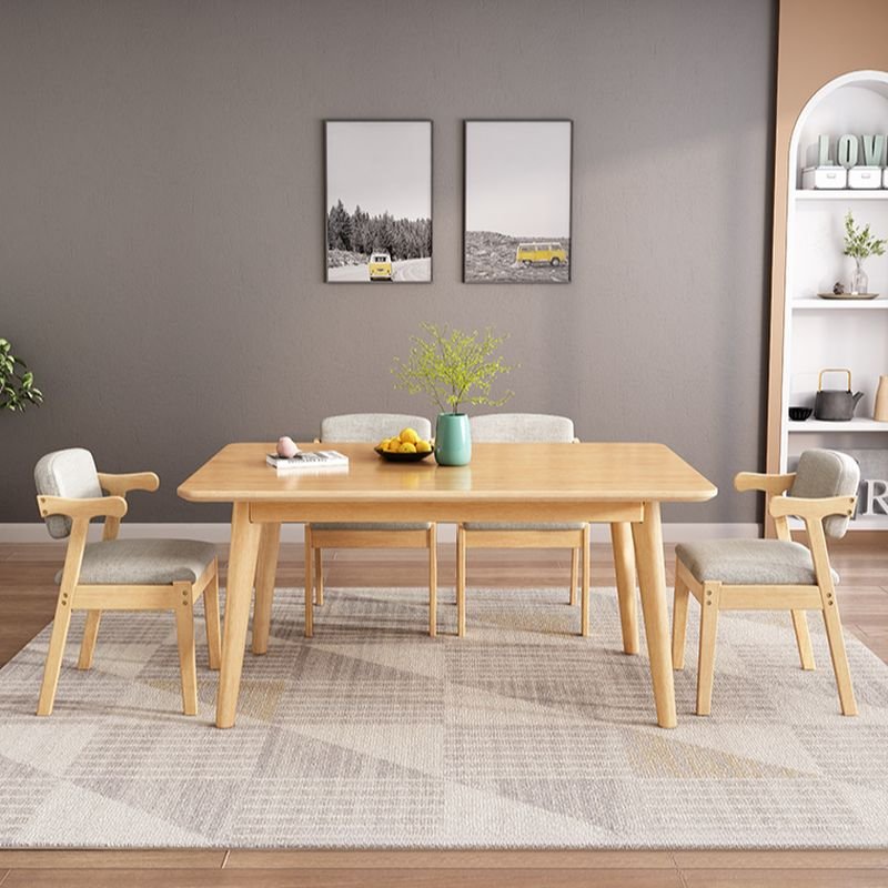 Wood Rectangle Dining Table Set with Sand Table and Upholstered Chairs for 4 People, 5 Piece Set, 51.2"L x 31.5"W x 29.9"H, Natural, Table & Chair(s)