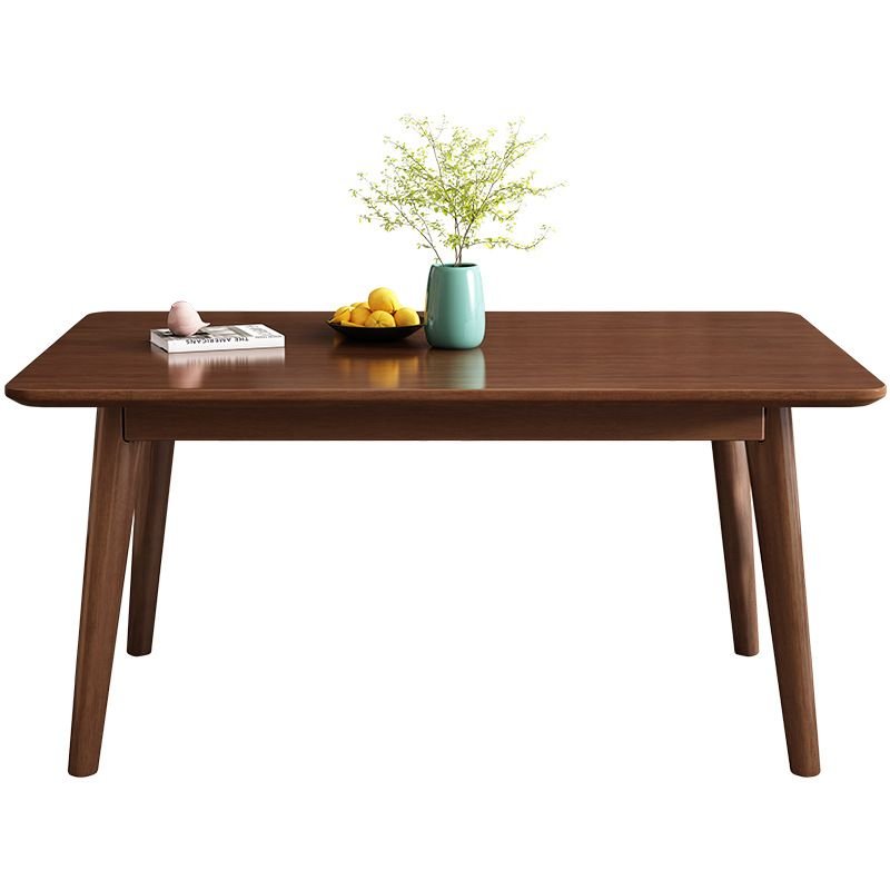 Casual Sepia 4-Leg Rectangular Wood Slab Dining Table Set with a Fixed Table Top for 4 Chairs, 1 Piece, 59.1"L x 31.5"W x 29.9"H, Nut-Brown, Table