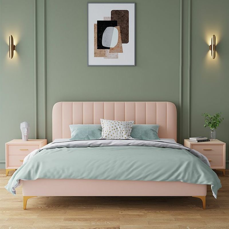 Alloy & Pink Sponge Panel Pallet Bed Frame for Bedroom, 47"W x 79"L