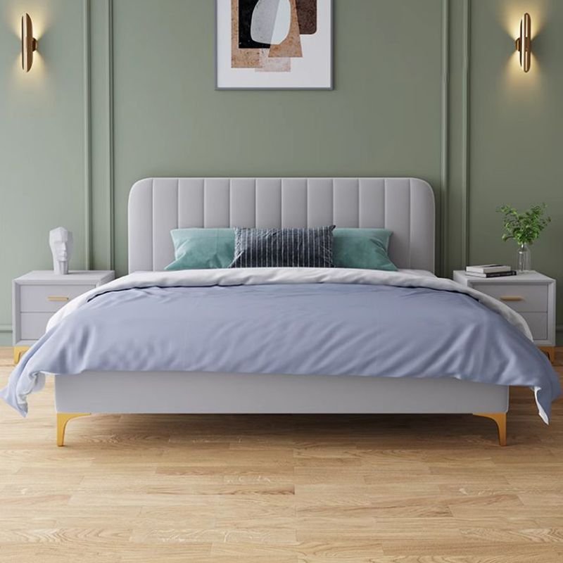 Alloy & Dove Grey Sponge Panel Pallet Bed Frame for Bedroom, 51"W x 79"L