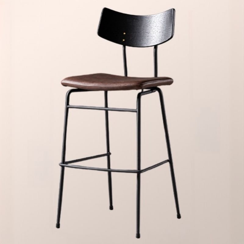 Cappuccino Tabouret with Exposed Back Pub Stool, Microfiber Leather, Black-Brown, Counter Stool(26"H)