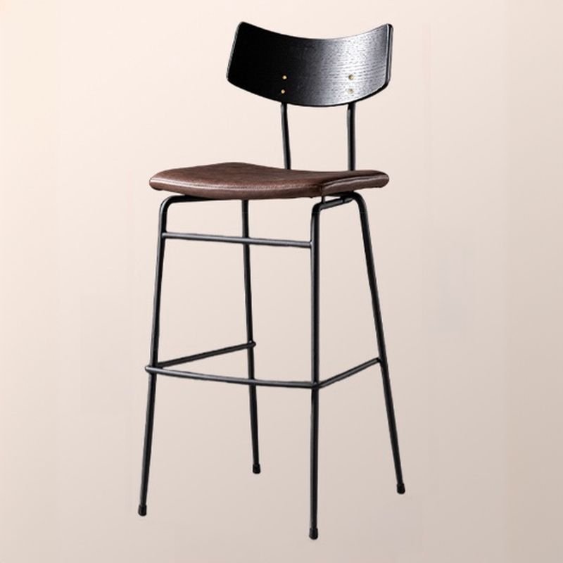 Cappuccino Tabouret with Exposed Back Pub Stool, Microfiber Leather, Black-Brown, Bar Stool(30"H)