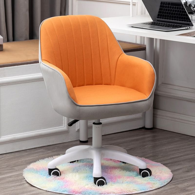 Minimalist Swivel Lifting Lemon Color PU Studio Chairs with Swivel Wheels and Armrest, Tech Cloth, Yellow-Grey