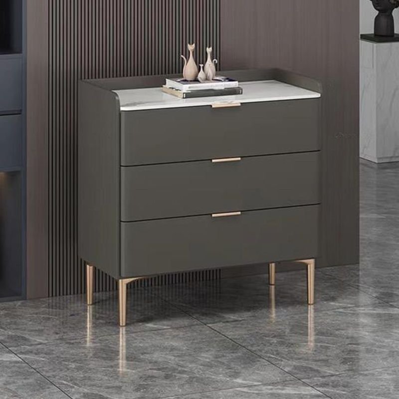 3 Drawers Luxurious Alloy Vertical Bachelor Chest, Dark Gray